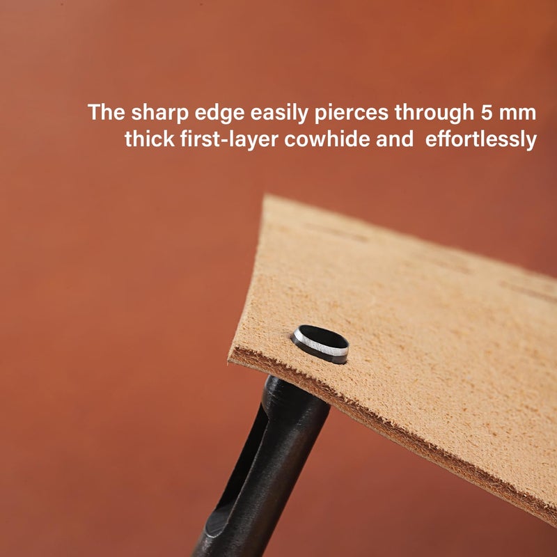 WUTA 5 Pcs Oval Leather Hole Punch for Belt,Watch Band,Strap and leathercrafts,Punching Cutter Tool Kits for Leather DIY - Image 3